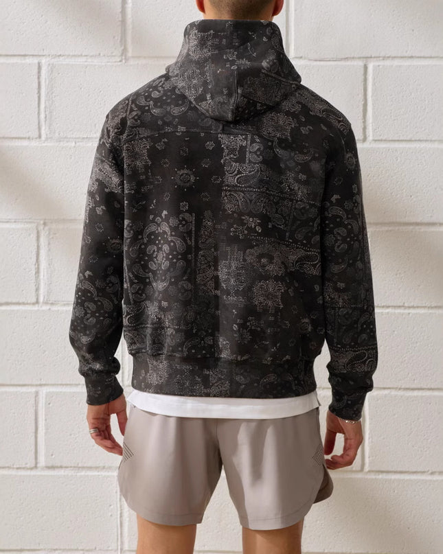 Printed Hoodie Paisley Design Men's Upperwear