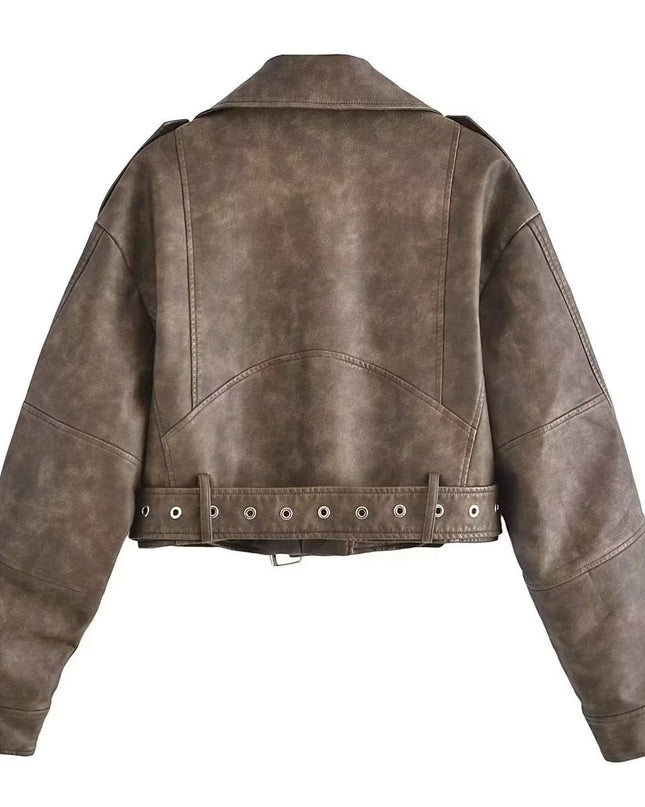 Women's Washable Gradient Leather Jacket