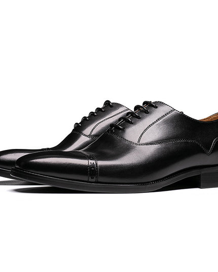 Flower Handmade Men's Top Layer Cowhide Breathable Oxford Shoes
