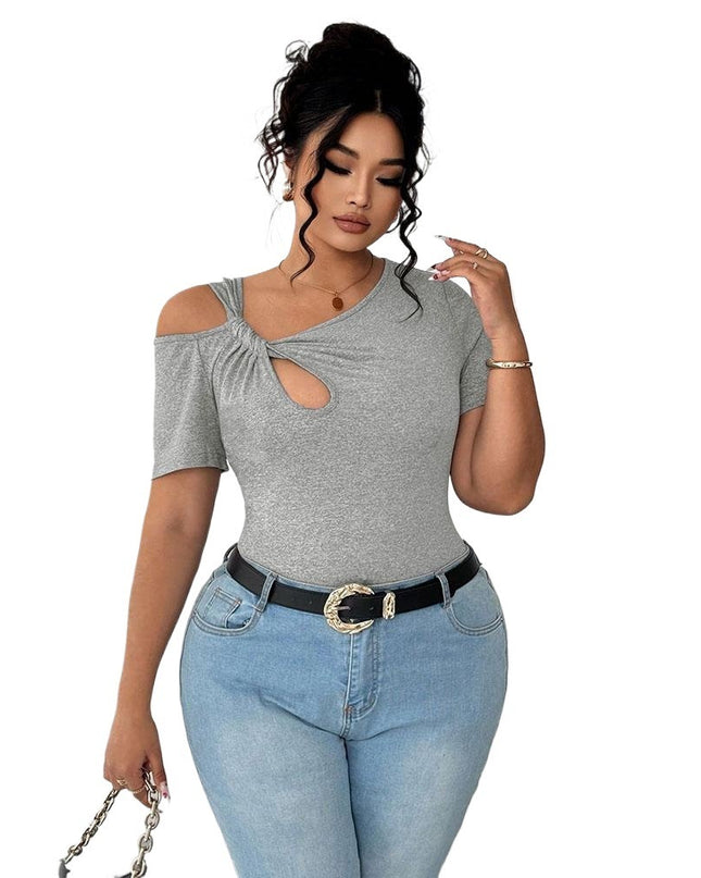 Simple Twist Design Irregular Short T-shirt