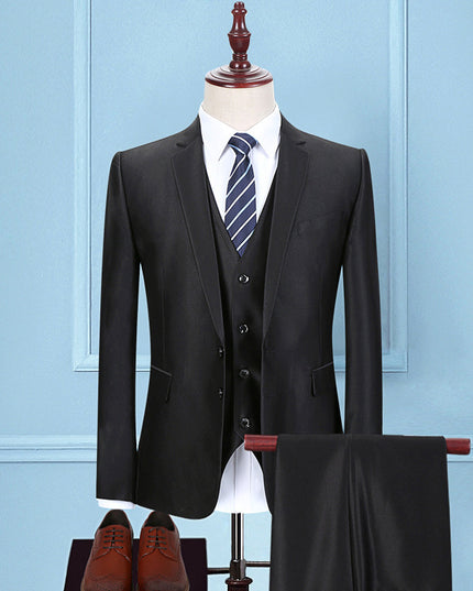 Dark Green Suit Suit Men's Three-piece Suit Korean Slim Suit Business