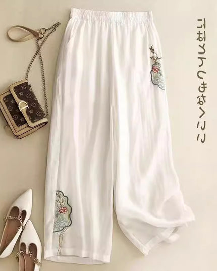 Cropped Pants Cotton Linen Casual Pants Chinese Ethnic