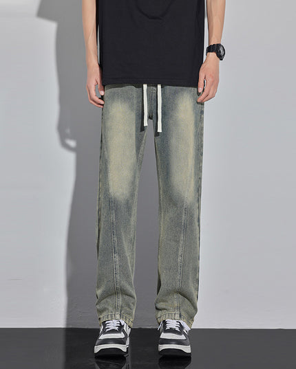 Spring And Summer Retro Distressed Straight Pants