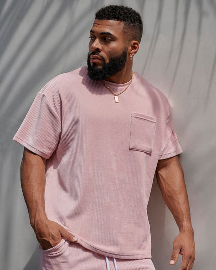 Sports Men's Round Neck Corduroy Casual T-shirt