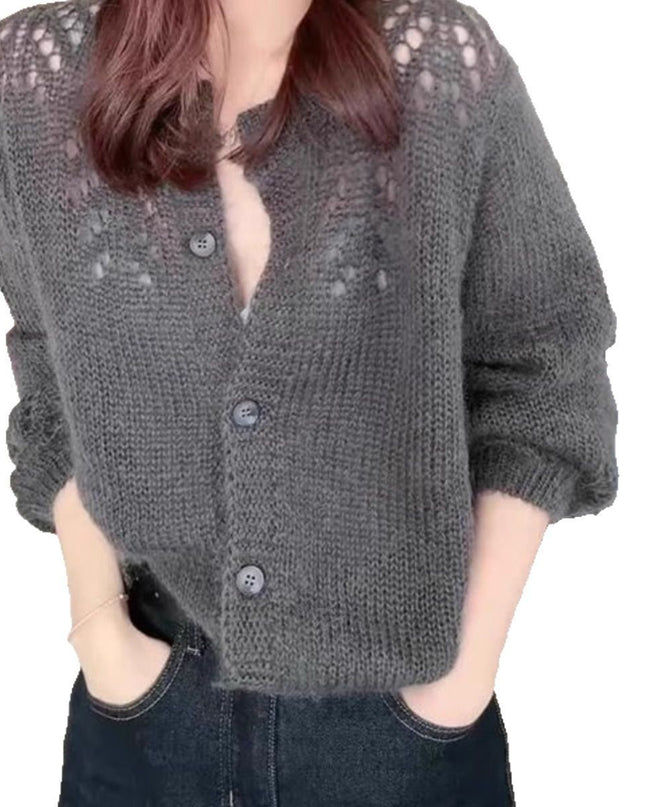 Long Sleeve Soft Glutinous Women's Clothing Gentle Dignified Hollow Sweater