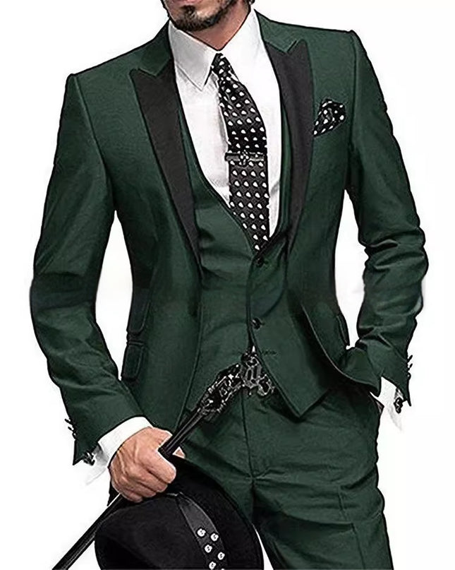 Black Collar Color Blocked Three Piece Set