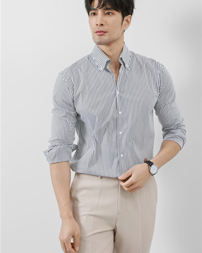 Striped Men's V-neck Long Sleeve Shirt