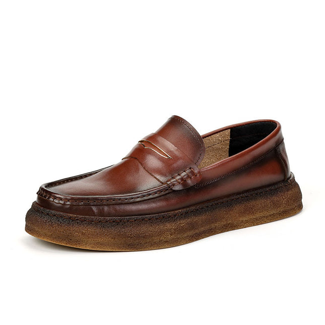 British Men's Casual Thick-soled Leather Increased Lazy Shoes