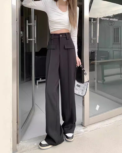 Narrow Wide-leg Pants Women's High Waist Slimming Loose