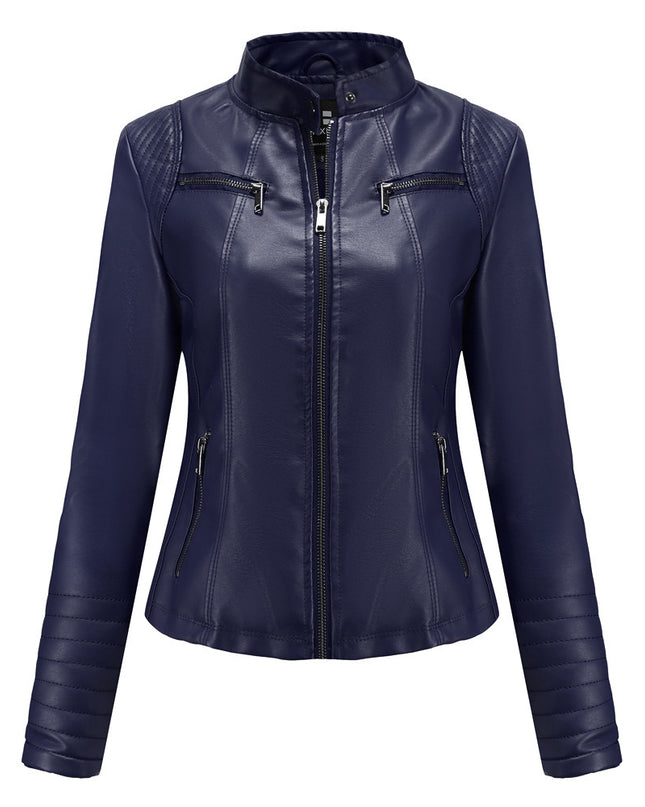 Women's Leather Thin Motorcycle Clothing Short Chic Women's Jacket