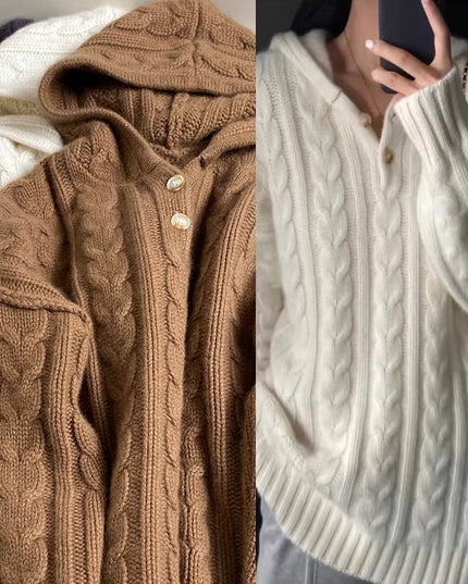 Heavy European Goods Cashmere Sweater Women's Hooded Sweater Loose Pullover