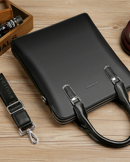 Men's Handbag Double Pull Large Capacity Business Computer Bag Authentic Leather Tactile Feel