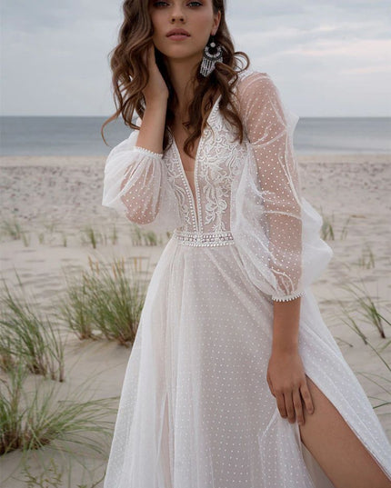 Wish Mesh Split New Light Women's Wedding Dress