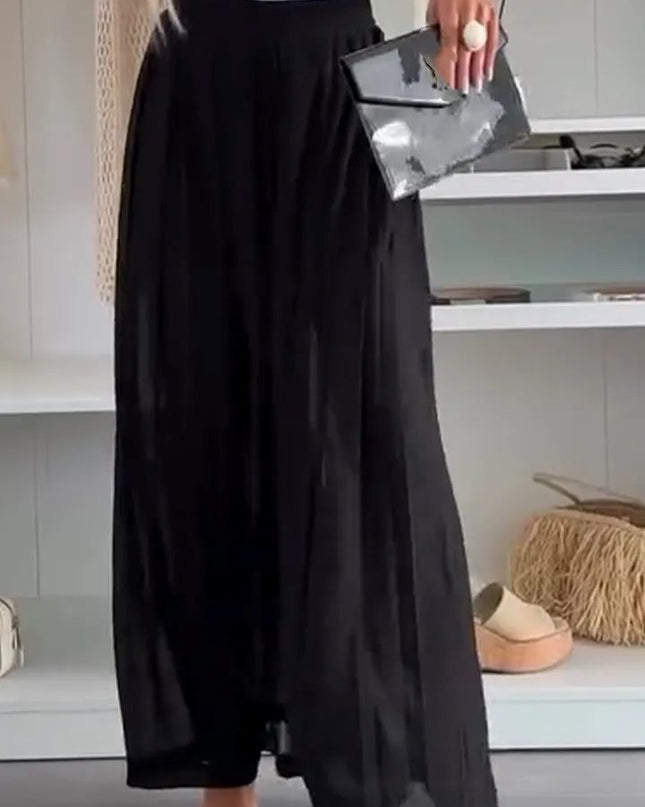 Women's Solid Color Casual Loose Pleated Skirt