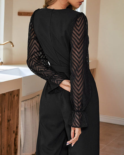 Women's Black Slim-fit European And American Jumpsuit