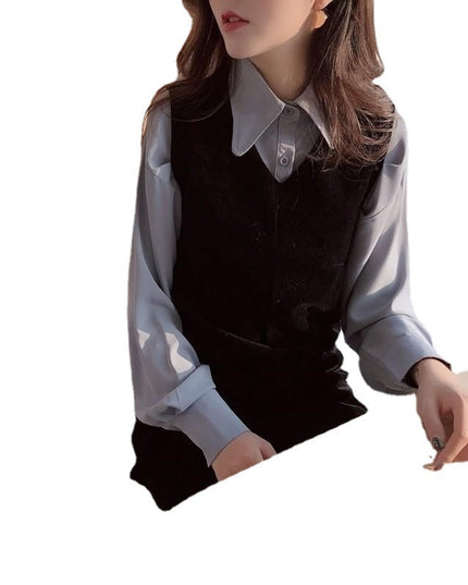 Women's Loose Retro Hong Kong-style Long-sleeved Shirt Spring And Autumn