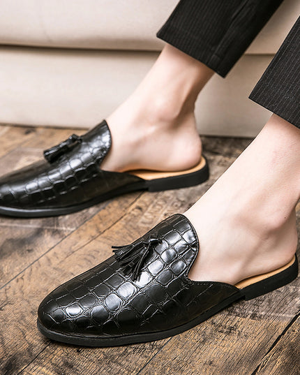 Men's Fashion Half-support Slip-on Tassel Brogue Leather Shoes