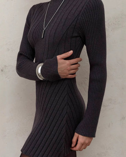 Long Sleeve Half Turtleneck Elegant Cute A- Line Skirt