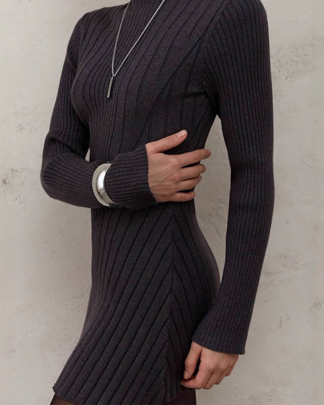 Long Sleeve Half Turtleneck Elegant Cute A- Line Skirt