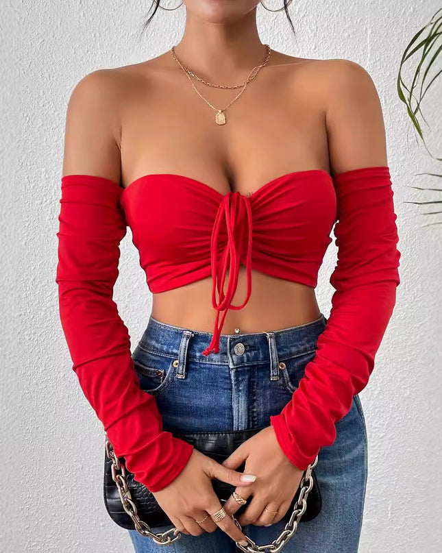 Night Club Style Slimming Waist Drawstring Long-sleeved Vest Can Be Worn Outside
