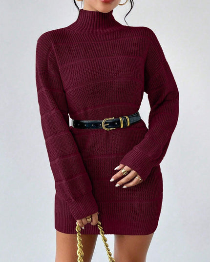 European And American Autumn And Winter Half-high Collar Knitwear Dress