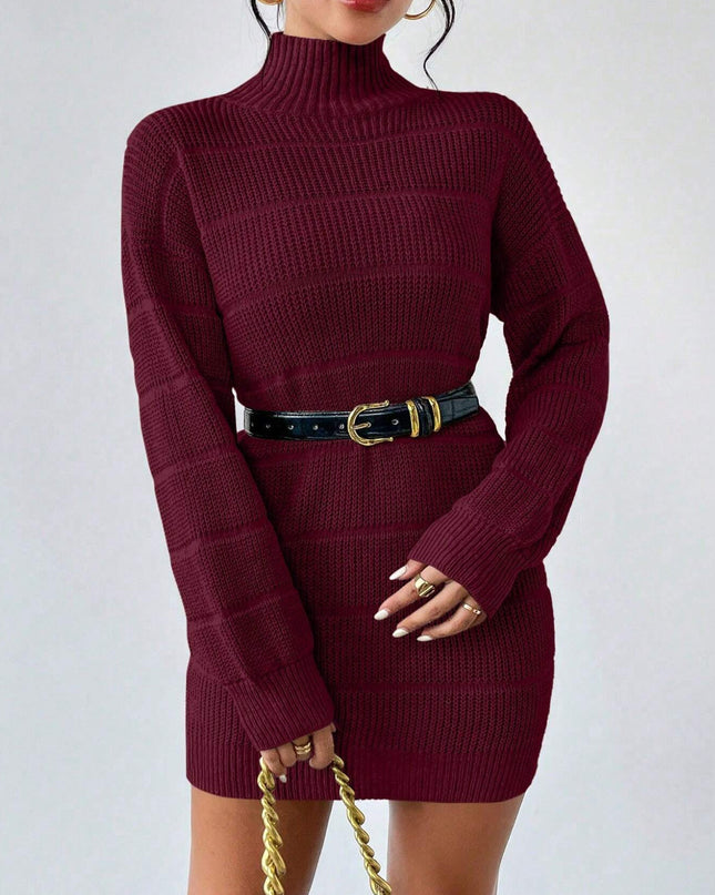 European And American Autumn And Winter Half-high Collar Knitwear Dress