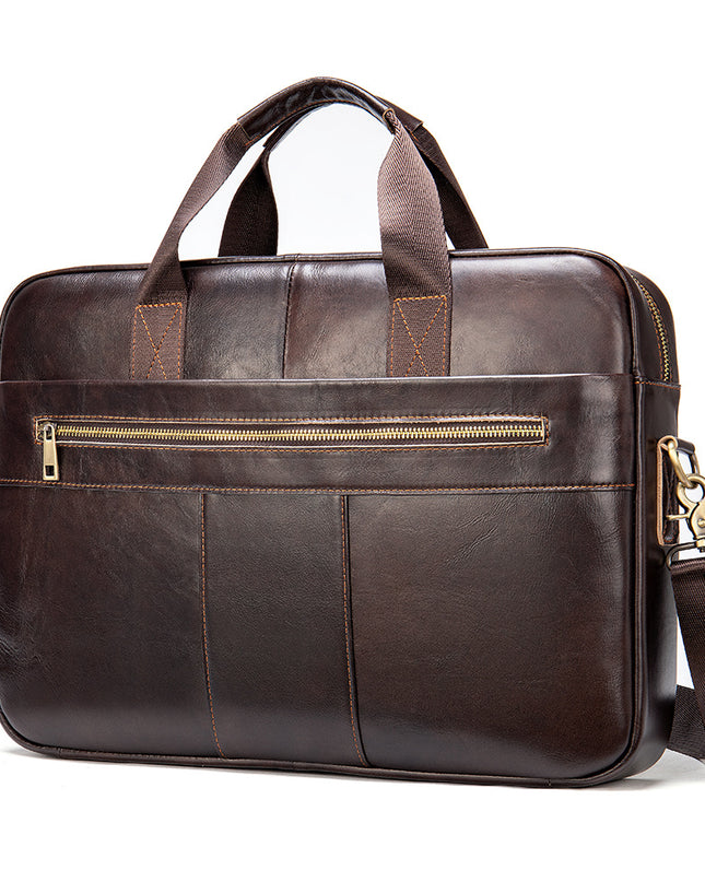 Retro Leather Casual Briefcase for Men | Light Business Handbag (First Layer Cowhide)