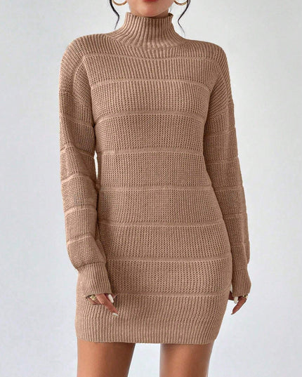 European And American Autumn And Winter Half-high Collar Knitwear Dress