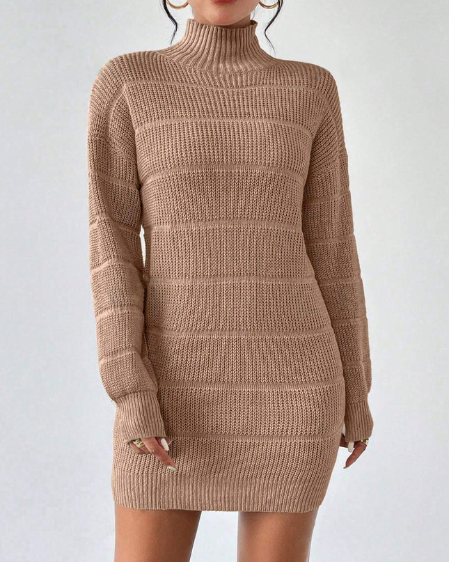 European And American Autumn And Winter Half-high Collar Knitwear Dress