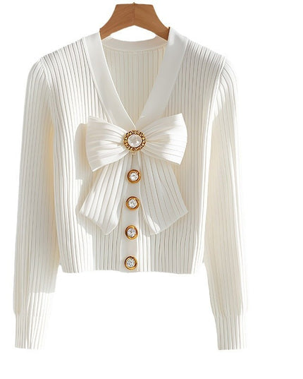 White Long-sleeved Fashionable High-end Chic Sweater