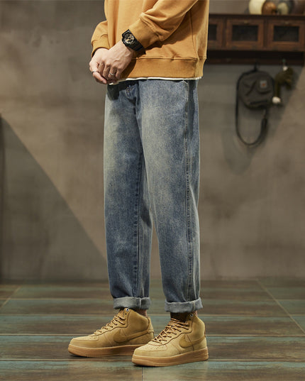 Retro Denim Pants Men's Straight Loose