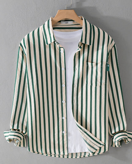 Men's Spring And Autumn Wear Striped Long Sleeve Shirt