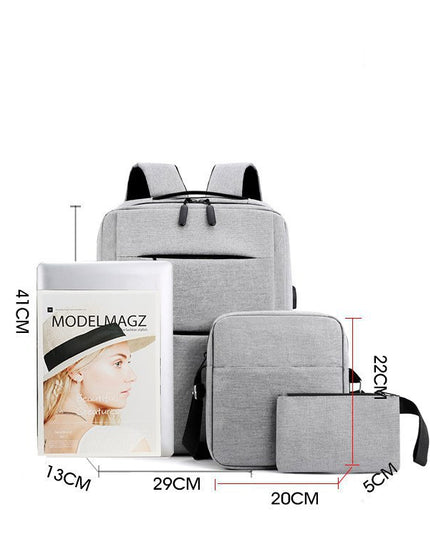 Large-Capacity Three-Piece Backpack Men's Business Casual Computer Backpack Female Students Foreign Trade New Book