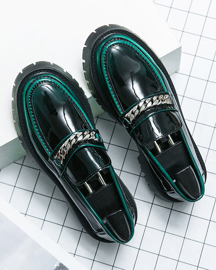 Thick Sole Increased Patent Leather Glossy Casual Thick Heel Loafers