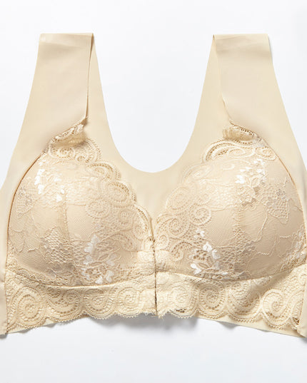 Comfortable Plus Size Backless Bra Lace Push Up Front Closure Bra