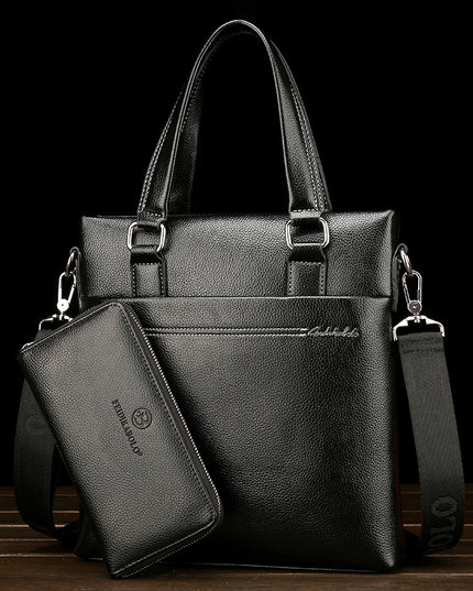 Men’s Leather Computer Leisure Bag – Large Capacity Split Leather Shoulder Briefcase