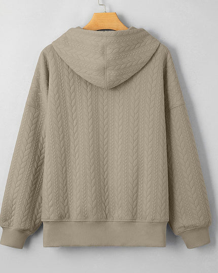 Twist Texture Solid Color Casual Hoodie Sweater Top