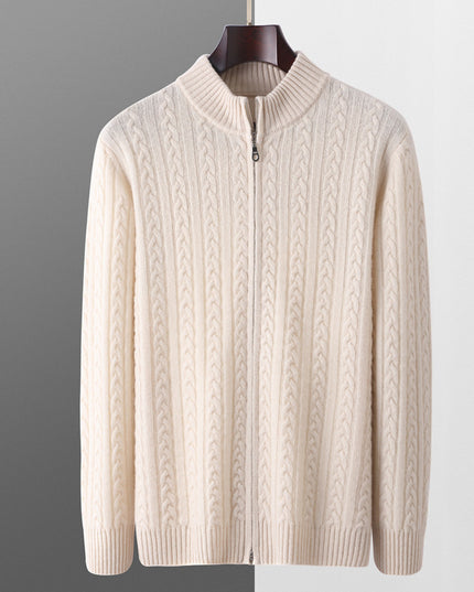 Woolen Sweater Men's Half-high Collar Zipper Top