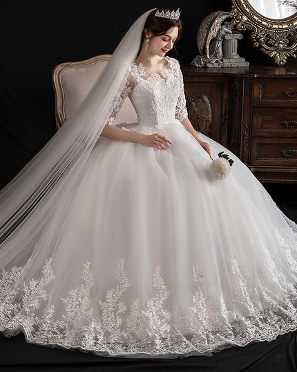One-shoulder Dream Slim Sleeve Lace Bride
