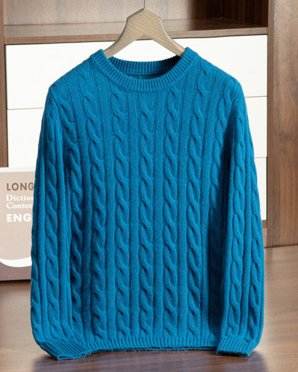 Pure Cashmere Shirt Men's Round Neck Three-strand Thickening