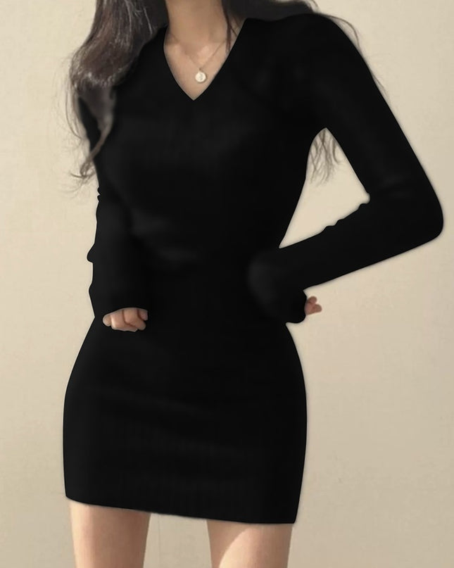 Slim Fit Dress Women's Bag Hip Black Tight Coat Inner Knitted Base Short Skirt