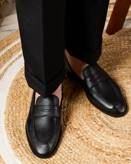 British Vintage Litchi Grain Cowhide Men's Loafer