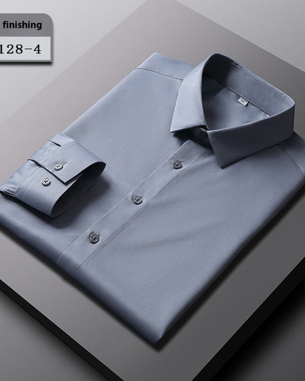Elastic Silk Men's Long-sleeved Non-ironing Solid Color Breathable Shirt
