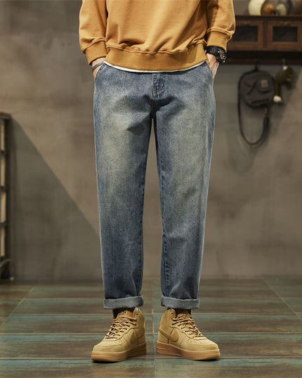 Retro Denim Pants Men's Straight Loose