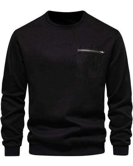 Contrast Color Pocket Pullover Long Sleeve Men's Spring Bottoming