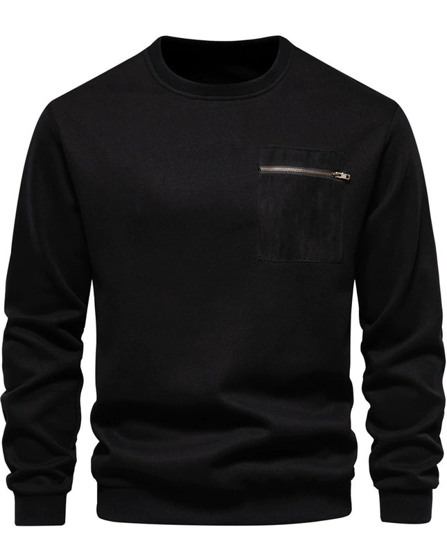 Contrast Color Pocket Pullover Long Sleeve Men's Spring Bottoming