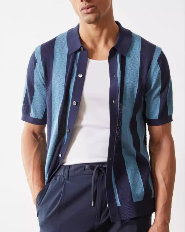 Fashion Men's Polo Shirt Hollow Breathable