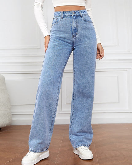 High-waisted Straight-leg Jeans