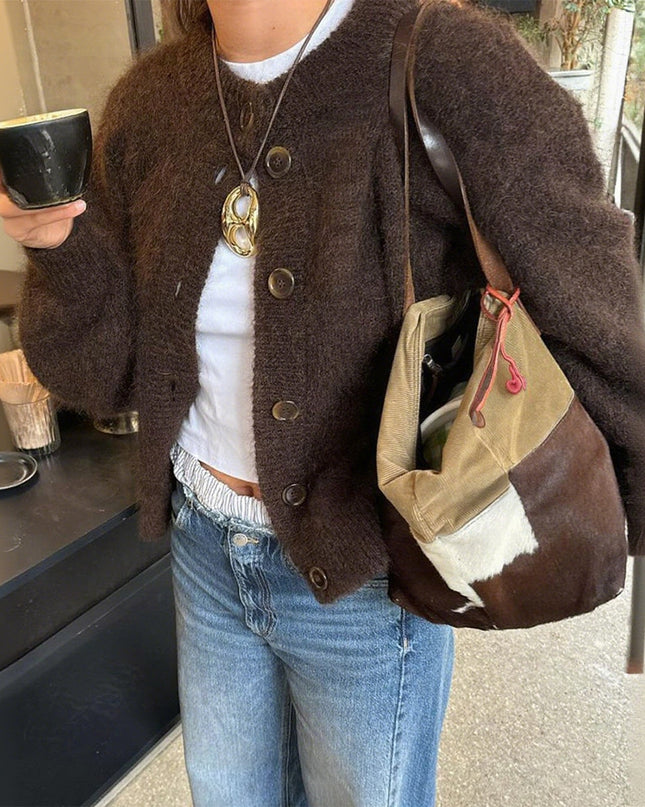 Casual Simple Buttons Long Sleeve Coat Sweater