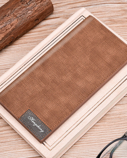 Men's Long Wallet Fashion Button Bag Thin Style